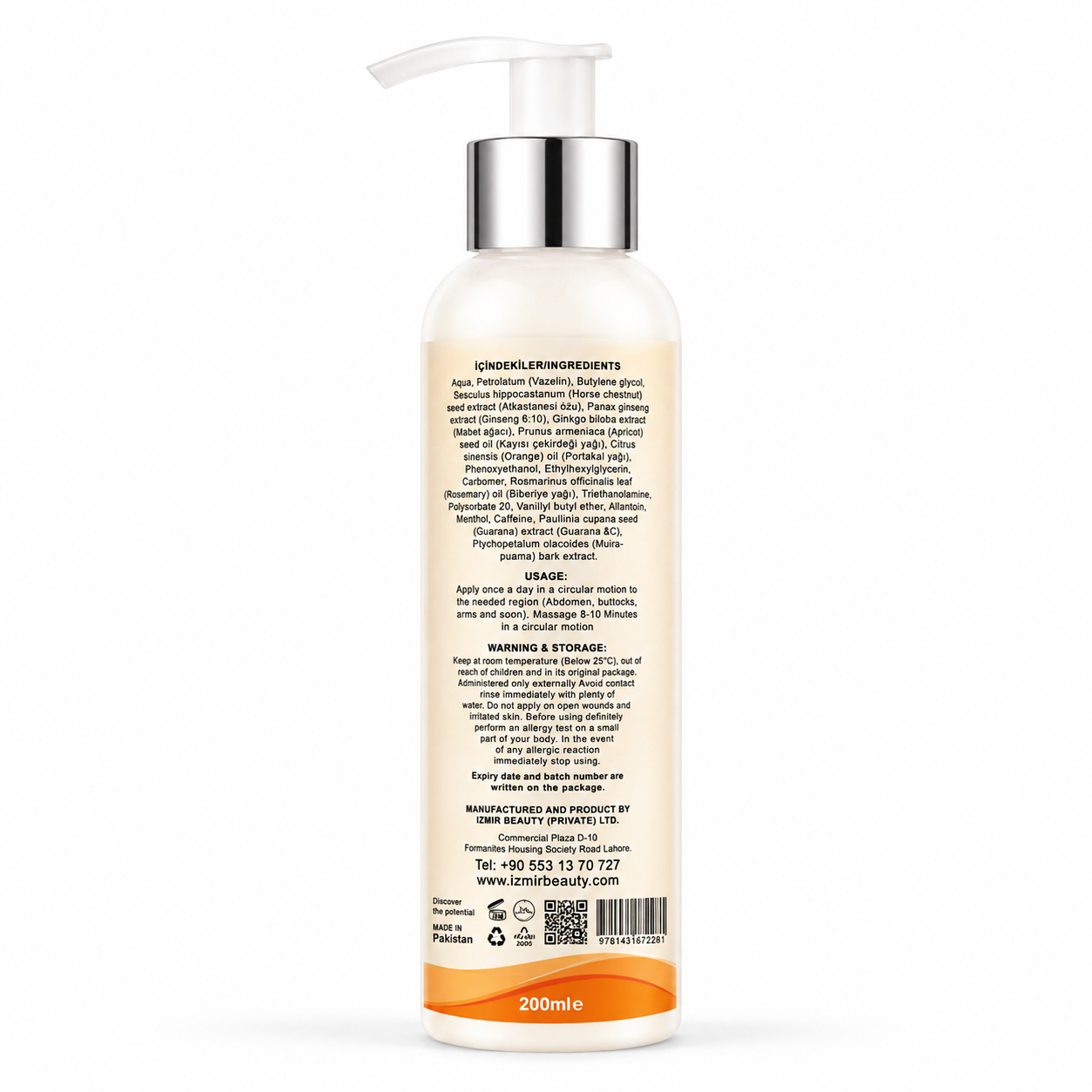 Guarana Thermal Cellulite Gel 200ml | Warming Body Care | Izmir Beauty - Side View