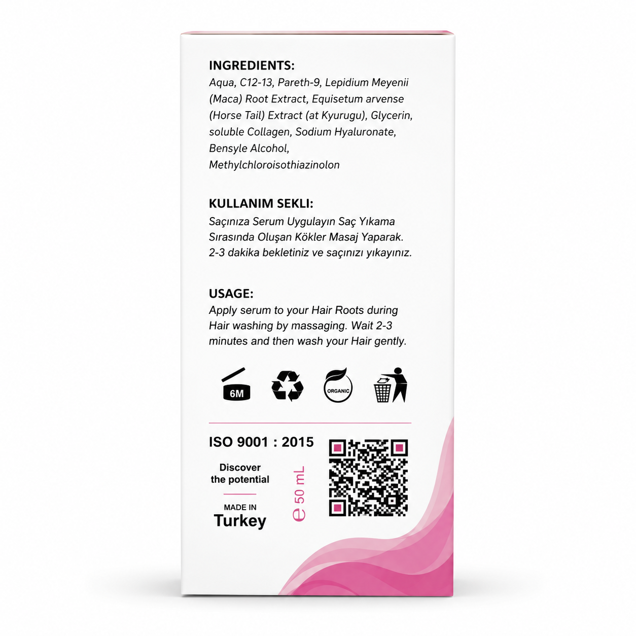 Hair Collagen Serum 50ml | Nourishing and Smoothing Hair Care Serum in Pakistan - Back view